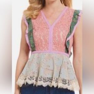 Lace Ruffle Sugar Lips Top -Size M